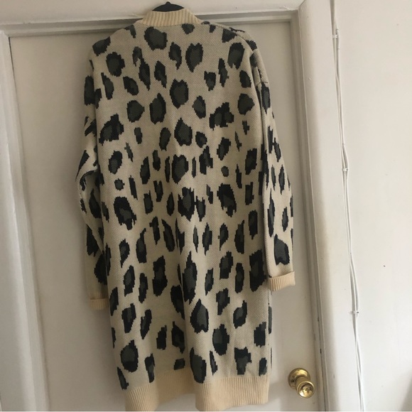 ❤️Animal Print Leopard Long Open Cardigan Duster Pockets One Size - Picture 3 of 5